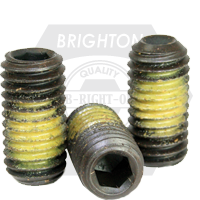 1/4"-28x3/16" SOCKET SET SCREWS CUP POINT FINE ALLOY NYLON-PATCH THERMAL BLACK OXIDE
