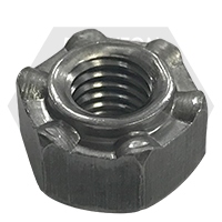 M10x1.50-6H HEX WELD NUT, LONG PILOT, 6 PROJECTIONS, PLAIN STEEL,GM SPECIFICATIONS 