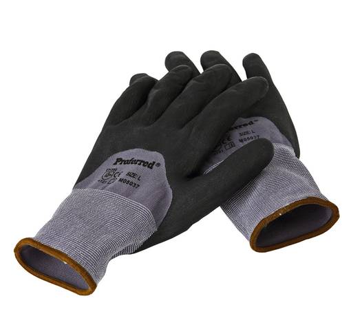 L BLACK NITRILE / GRAY LINER WITH PALM DOTS PROFERRED INDUSTRIAL GLOVES ...